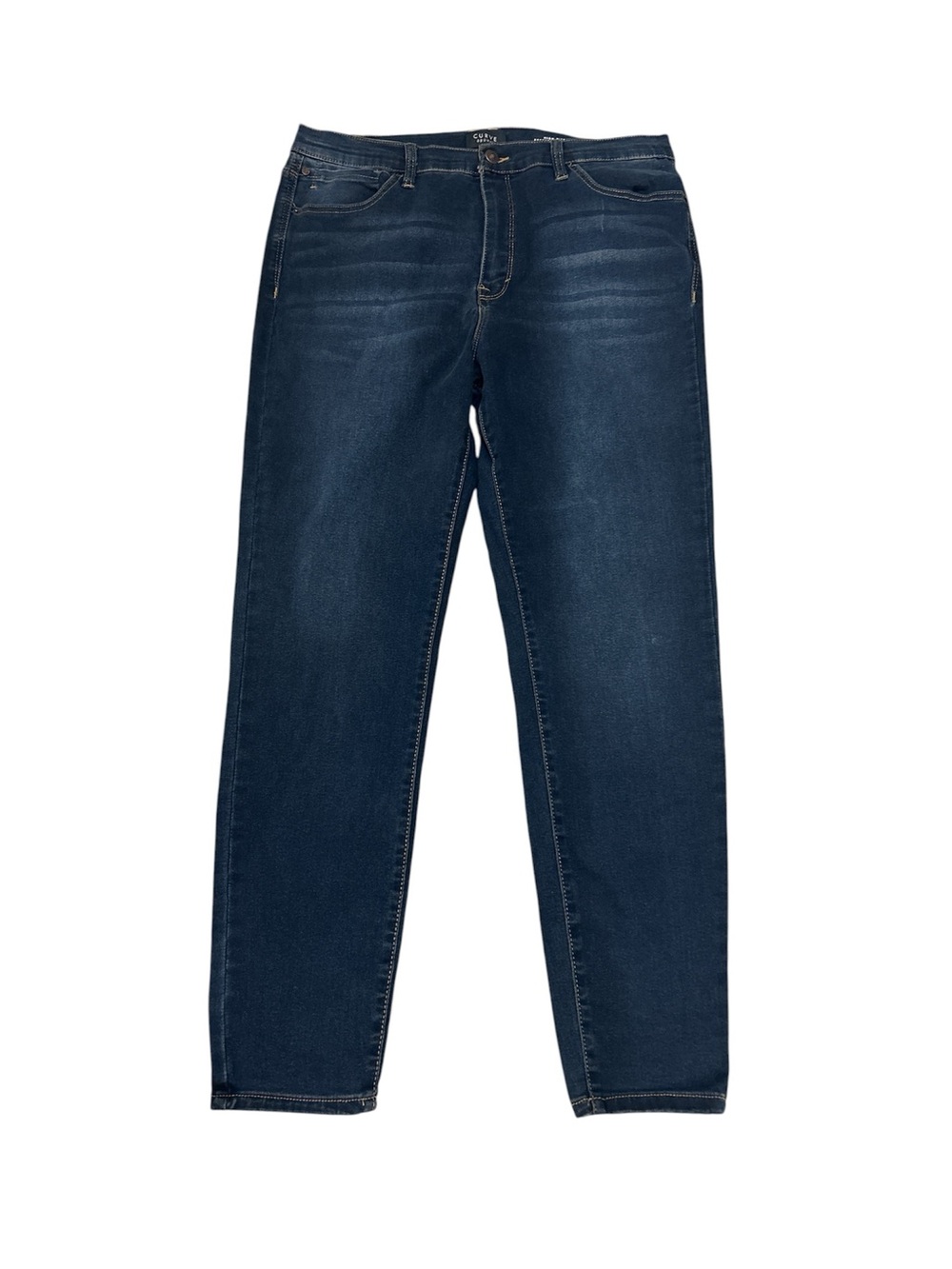 Women's Slim Straight Jeans — Dark Blue Stretch Denim